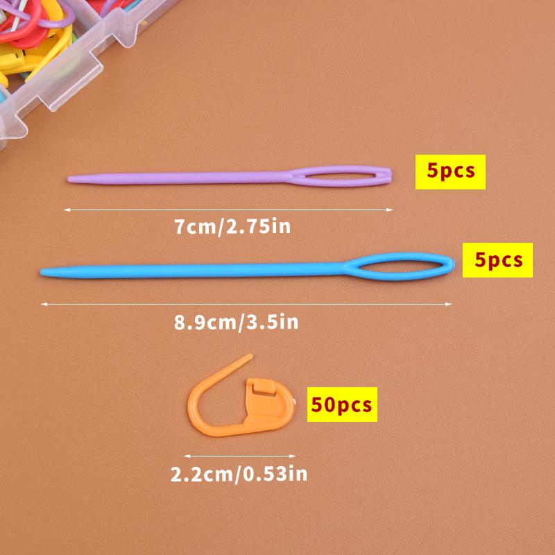 61pcs Multicolor Plastic Resin Small Clips Knitting Crochet Markers Locking Stitch Needle Clip Marking Rings DIY Sewing Tool
