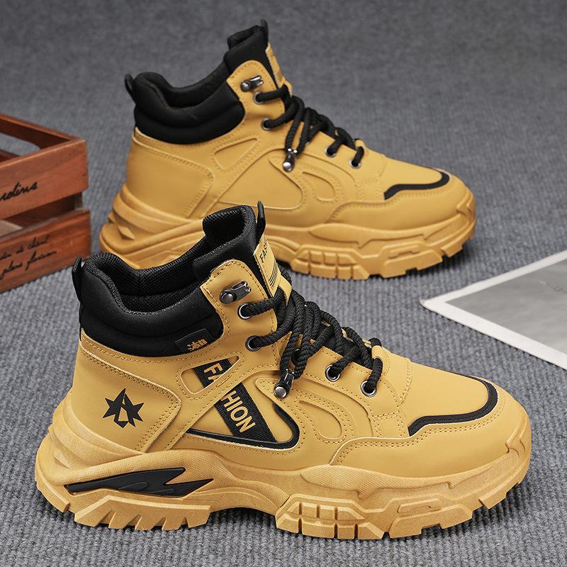 High-top Men's Shoes Autumn Leather Thick-soled Non-slip Martin Boots Autumn Outdoor Mountaineering Sports and Leisure Boots