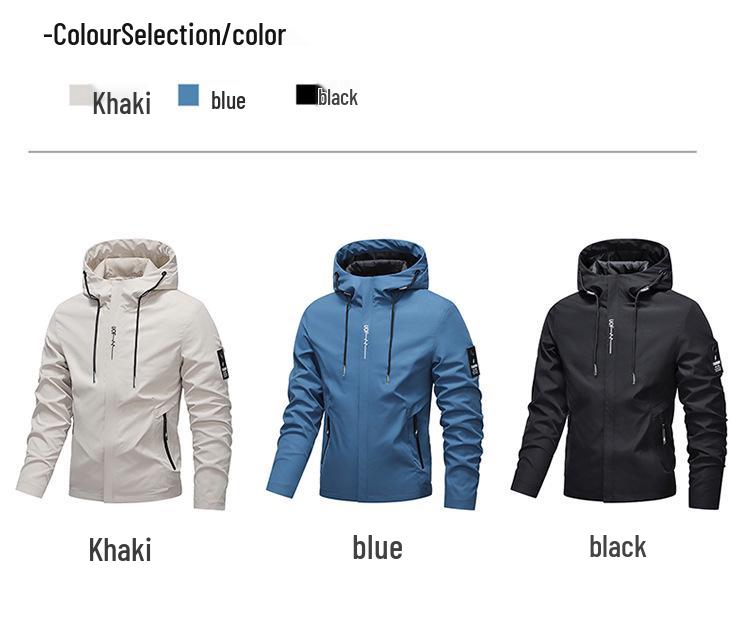 MK Letter Print Men's Casual Hooded Windbreaker: Trendy Spring/Autumn Jacket