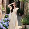 White Small Flying Sleeve Dress for Children's Summer New Waist and Thin French Temperament First Love Women's Long Dress