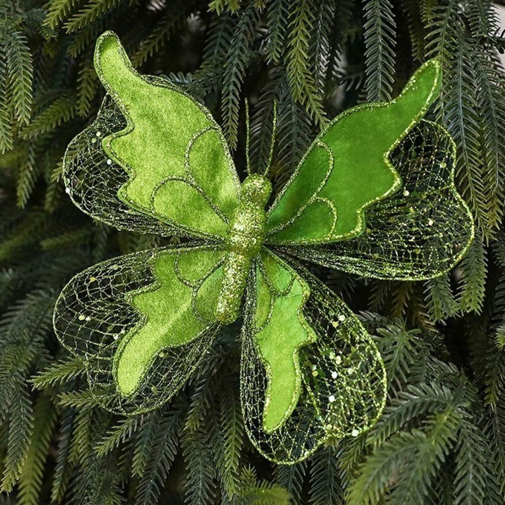 Glittered 3D Butterfly Decoration 20cm Simulated Butterfly Ornament New Year