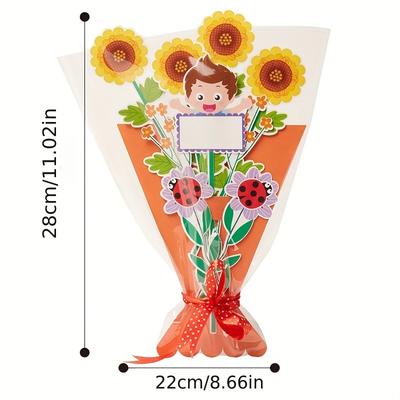 6 סטים מתנת יום האם בעבודת יד עשה זאת בעצמך נייר פרח נישא ביד ערכת חומרי הכנה לכרטיס ברכה, גן ילדים ילדים כרטיס ברכה בעבודת יד עשה זאת בעצמך