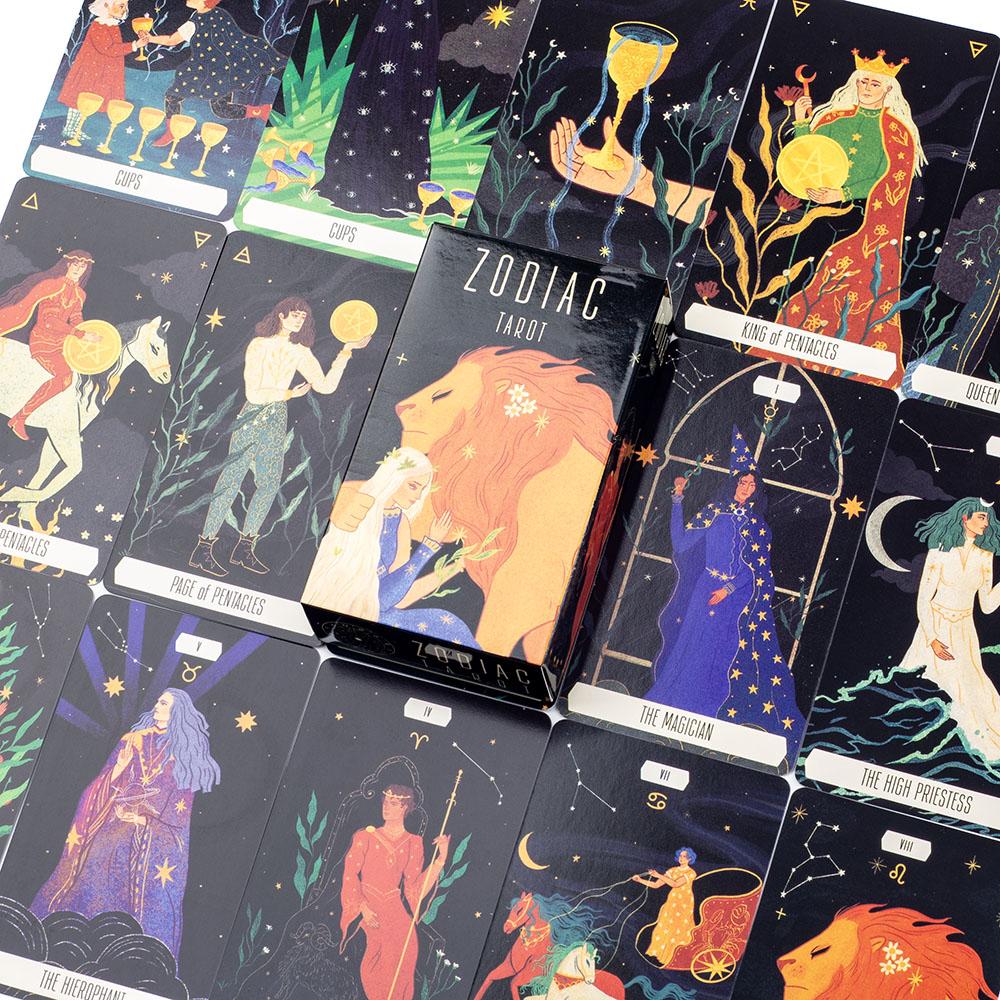 Zodiac Tarot 78-Card Deck Divinatory Path Under the Stars Engaging Board Playing Game for Family Gathering