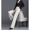 2022 Autumn Winter Korean Solid Color High Waisted Elastic Elegant Wool Office Ladies Women's Trousers  Wide Leg Pants Women