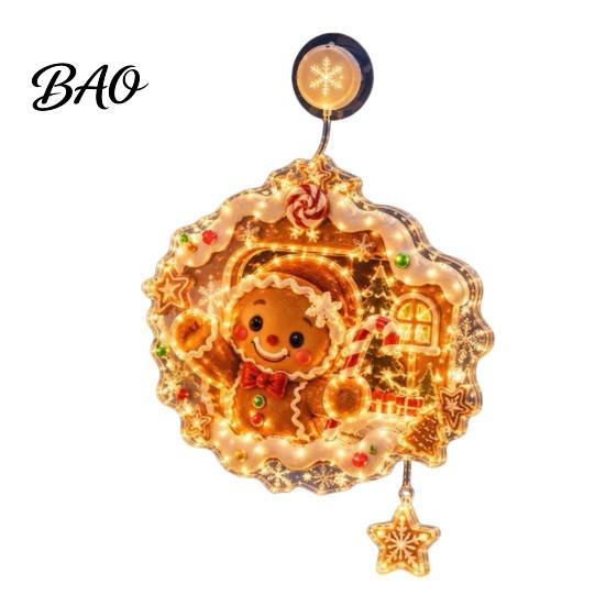 Christmas Tree Window Light Suction Cup Light, 7.8-Inch Double-Layer Warm LED Holiday Decor Battery Powered Hanging for Glass Windows, Doors Seasonal