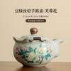 200ml Handmade Pea Green Ru Kiln Teapot Japanese Hibiscus Mutabilis Flower Hand Grab Pot Tea Brewing Kettle Puer Cha Decoration