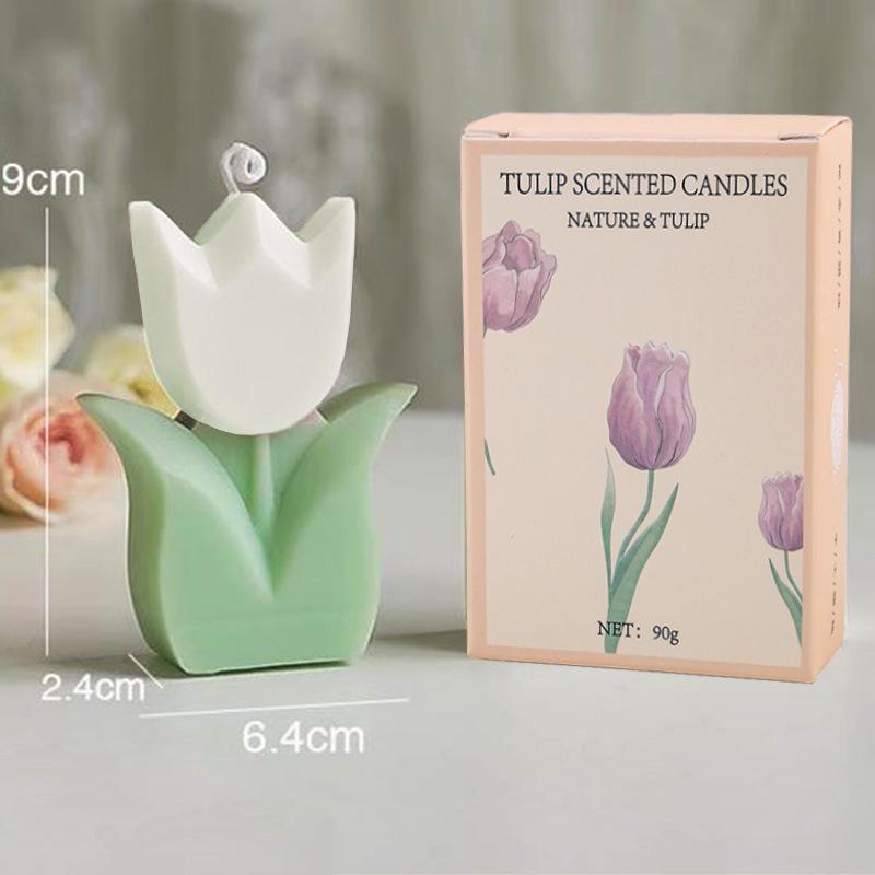 Tulip Scented Candle Gift Figurine - Flower Shaped Wax with Fragrance