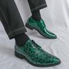 Men Derbys Oxford Leopard Print Personality Nightclub Leather Business Shoes Men's Tuxedo Wedding Dance Shoes Red Green Plus Size