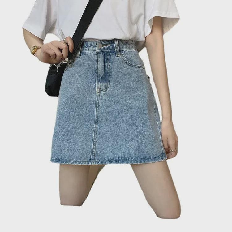 Sommer 2026 High-Waist A-Linien Denim Midi-Rock für weibliche Studenten - Trendiger lässiger Hüftbetonter Stil