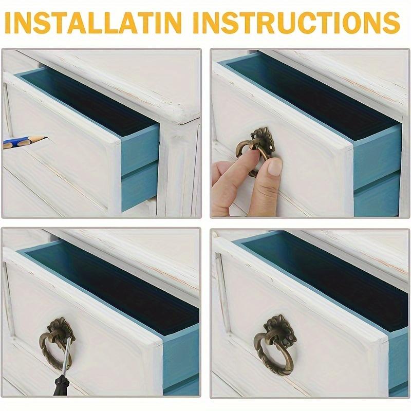 6/10/20pcs Vintage Bronze Flower Hanging Ring Drawer Pulls Small Vintage Cabinet Ring Knobs Metal Drawer Ring Knobs