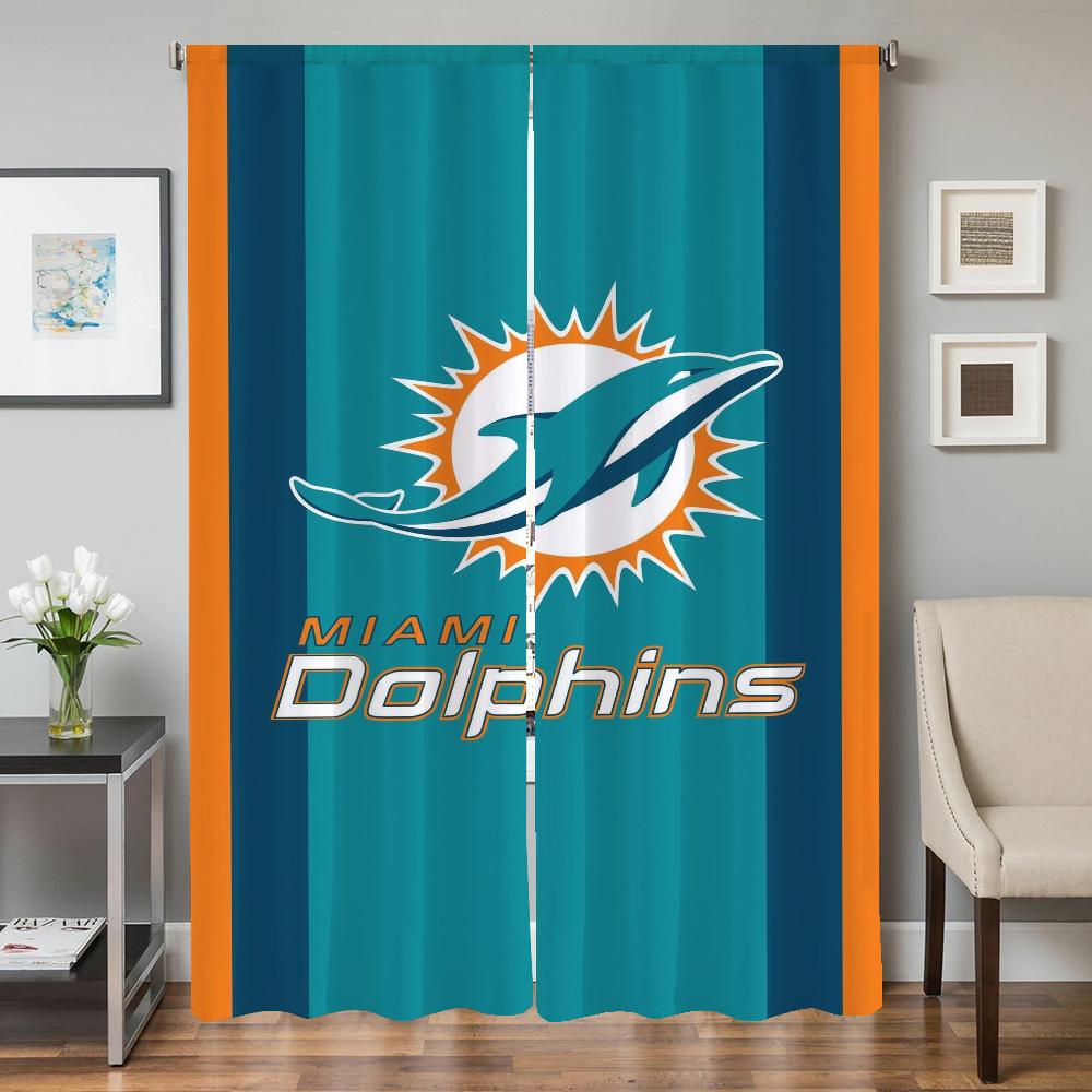 Window Kitchen Curtains for Living Room 2 Pieces Blackout Curtains Door Curtain Miami D-dolphins Partition Bedroom Decoration