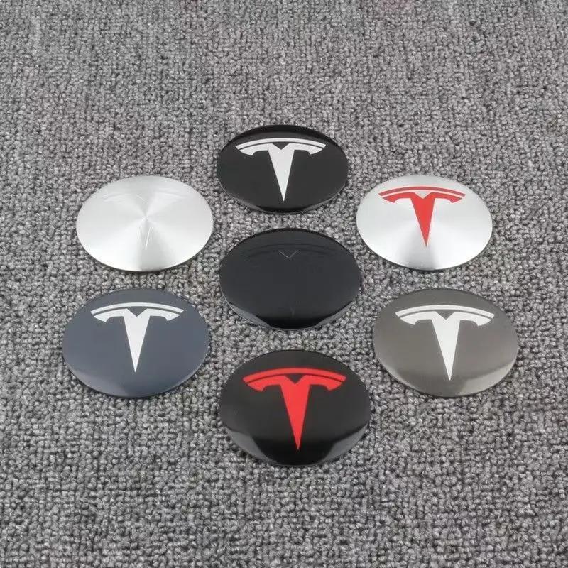 Car Sticker 2025 Hot 4pcs 56mm Tesla Hub Cap Center Cap Logo Stickers - Waterproof Durable Decals for Model 3/Y/S/X, Car Wheel P