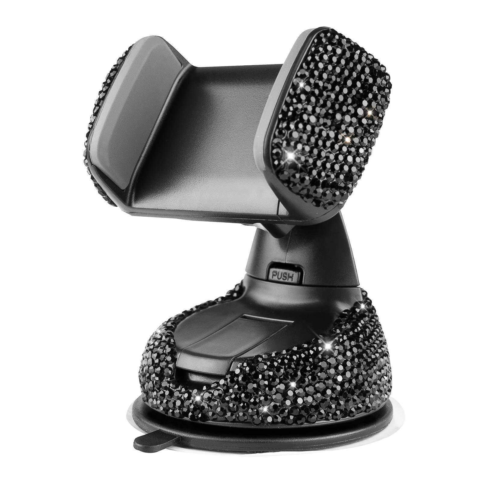

Diamond-Embellished Multifunctional Car Phone Mount with Suction Cup and Rotating Air Vent Holder (for Women)