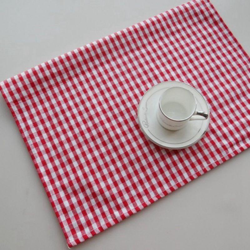 

Подставка под приборы Chaoyangge из чистого хлопка для дома и кухни, хлопковая ткань, клетчатая салфетка-виши, кухонное полотенце, модный ретро клетчатый узор виши Red grid 30*40cm
