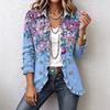 Women's Floral Print Long Sleeve Ruffle Trim Cardigan Top for Casual Everyday Wear