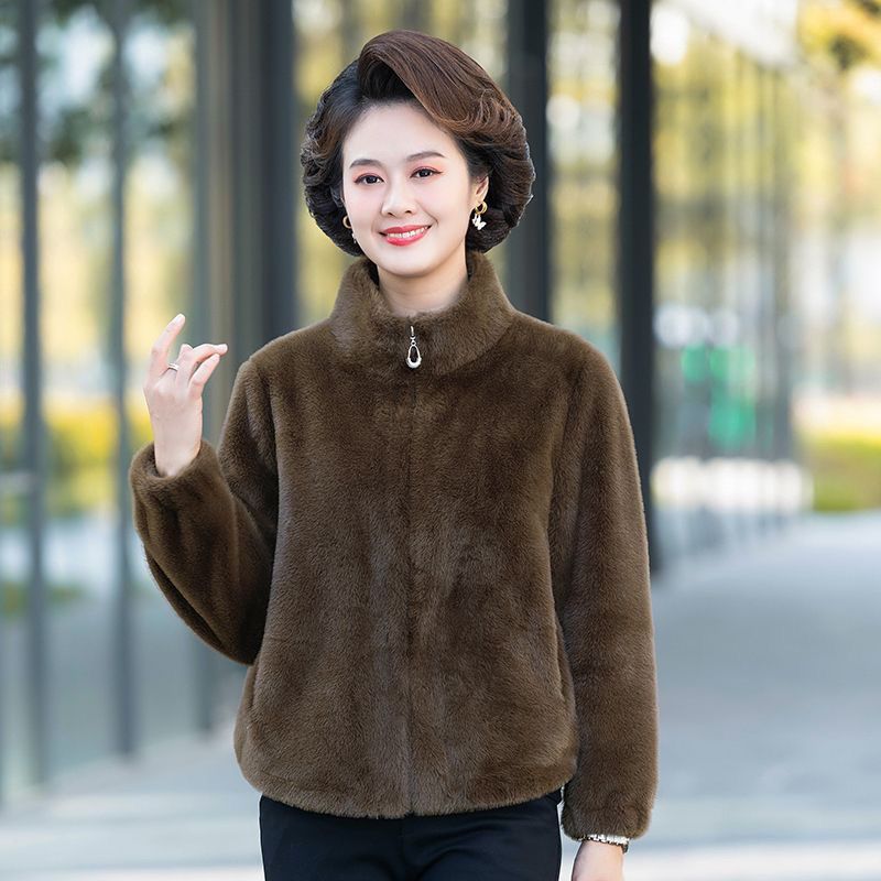 Joker Padded Warm Womens Stand Collar Coat Plus Size Western Style One Tone Short Winter Cardigan