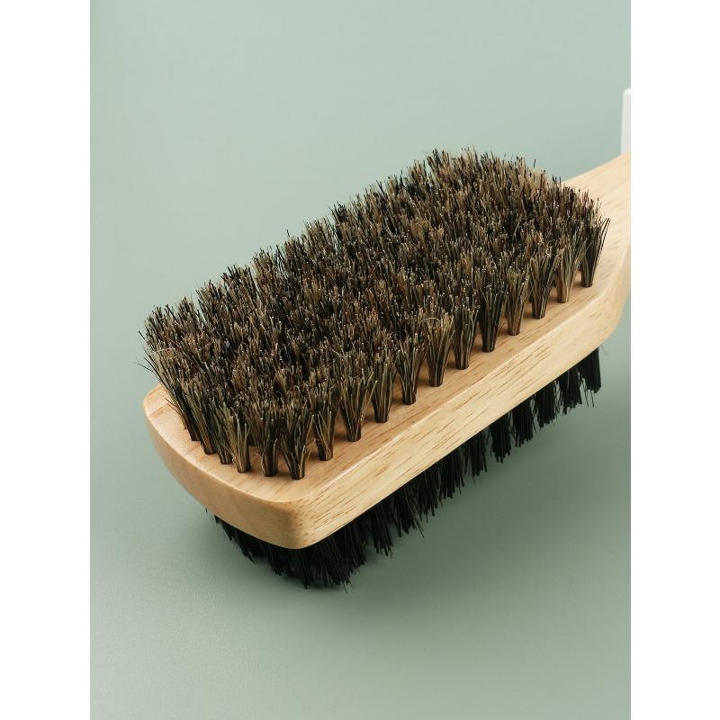 1pc Dual Side Wooden Beard Brush With Bristles & Nylon Bristles For Men's Beard Care, Hair Styling, Cleaning & Multifunctional Wood Handle Hair Tools
