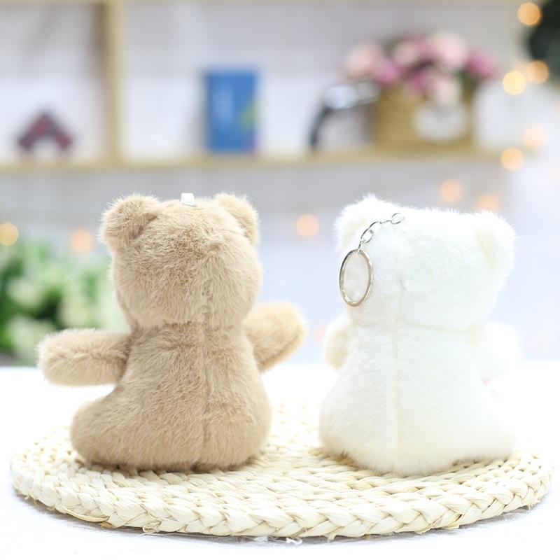 Flower Bear Pendant Cute Ribbon Bear Plush Toy Doll Bag Hanging Doll Keychain Doll
