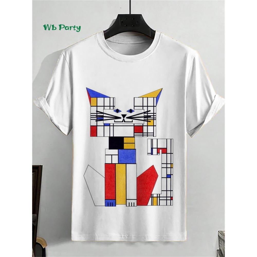 Fashion Men's T-Shirt 3D Cat Print Short Sleeve T-Shirt Art Design Funny T Shirt Summer Street Casual Oversized Men's Clothing