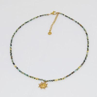 Bohemian Natural Turquoise Green Beaded Necklace - Women's Simple Fashion Stone Jewelry