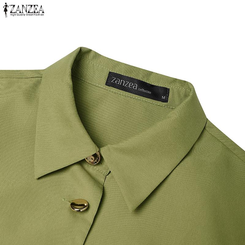 ZANZEA Women Casual Turn Down Collar Loose Long Sleeve Shirt Dress