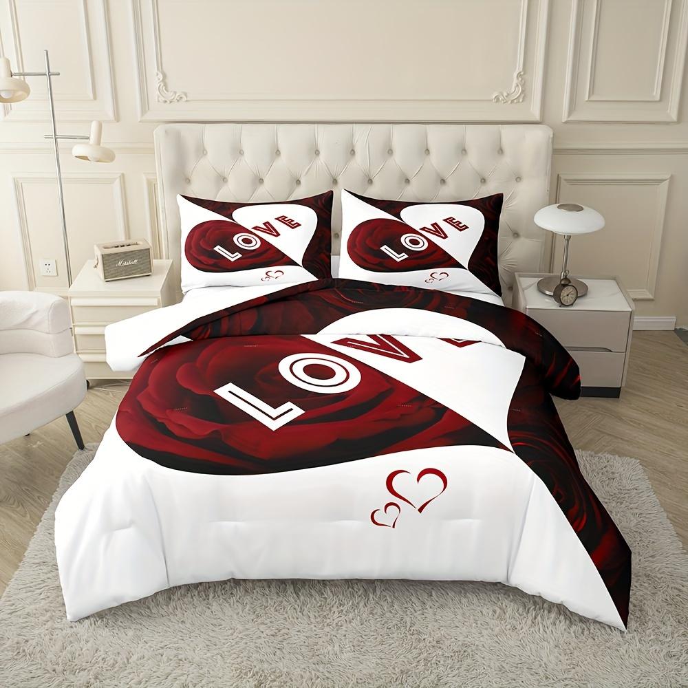 

Cozy Soft Breathable Polyester Love Heart Duvet Cover Set - 1 Duvet Cover And 2 Pillowcases, Zip Closure, Machine Washable, Duvet Cover Set&EU Single(135x200cm)