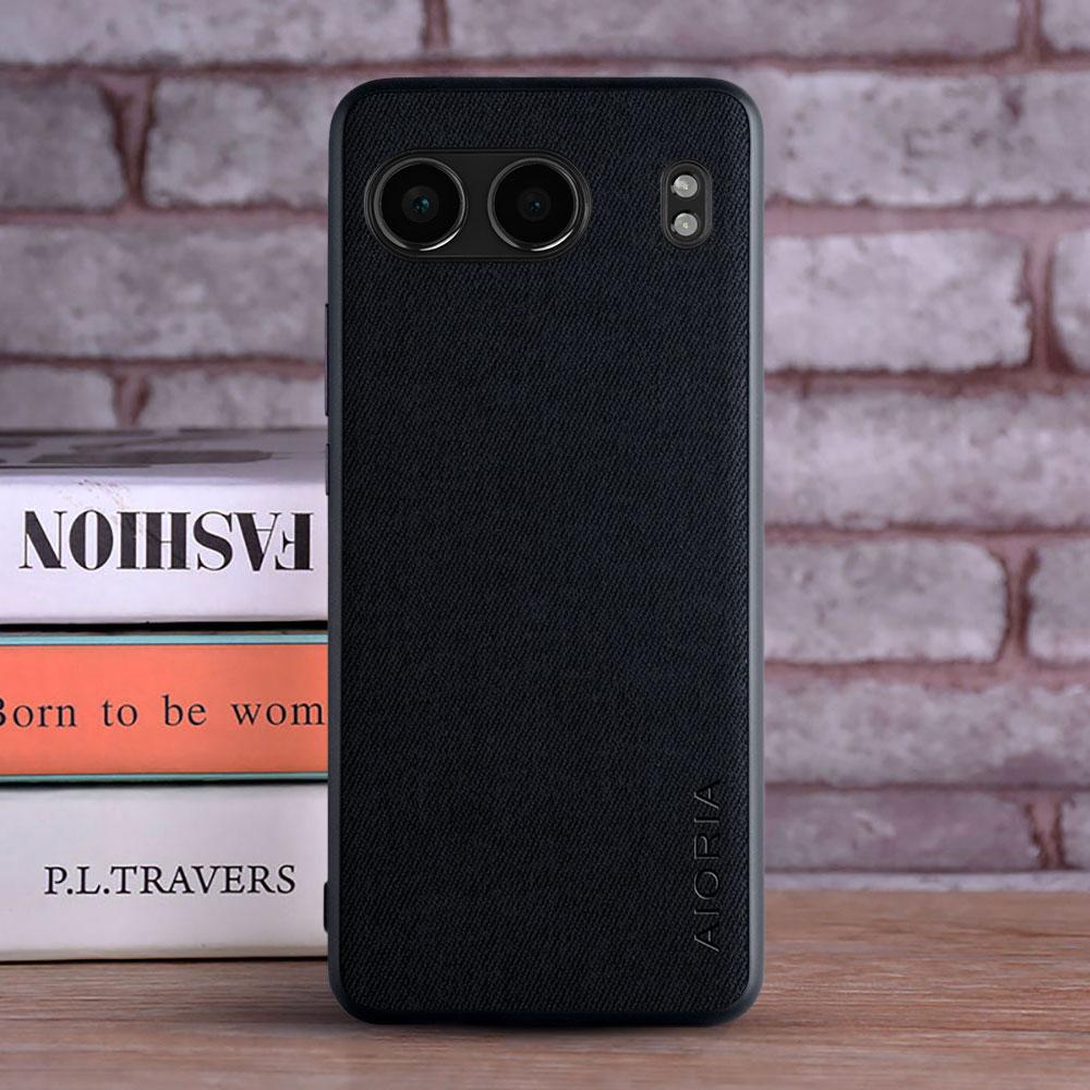 

Textile Leather Case for Oneplus Nord 4 soft TPU around the edge back hard PC material protection cover for Oneplus Nord 4 Case Oneplus Nord 4 чорний