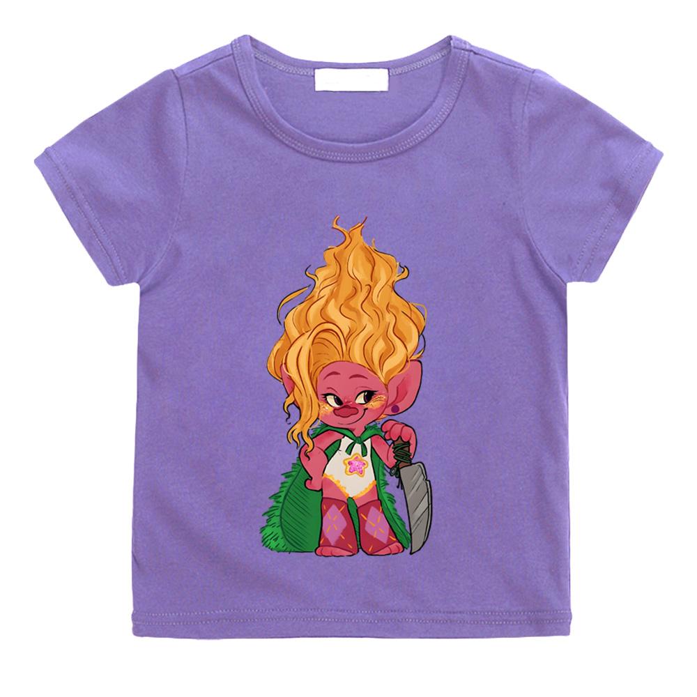 Viva Trolls Band Together T-shirts Kawaii Cartoon Manga Cotton Short Sleeve Boys/Girls T Shirt Teens Cartoon Print Streetwear