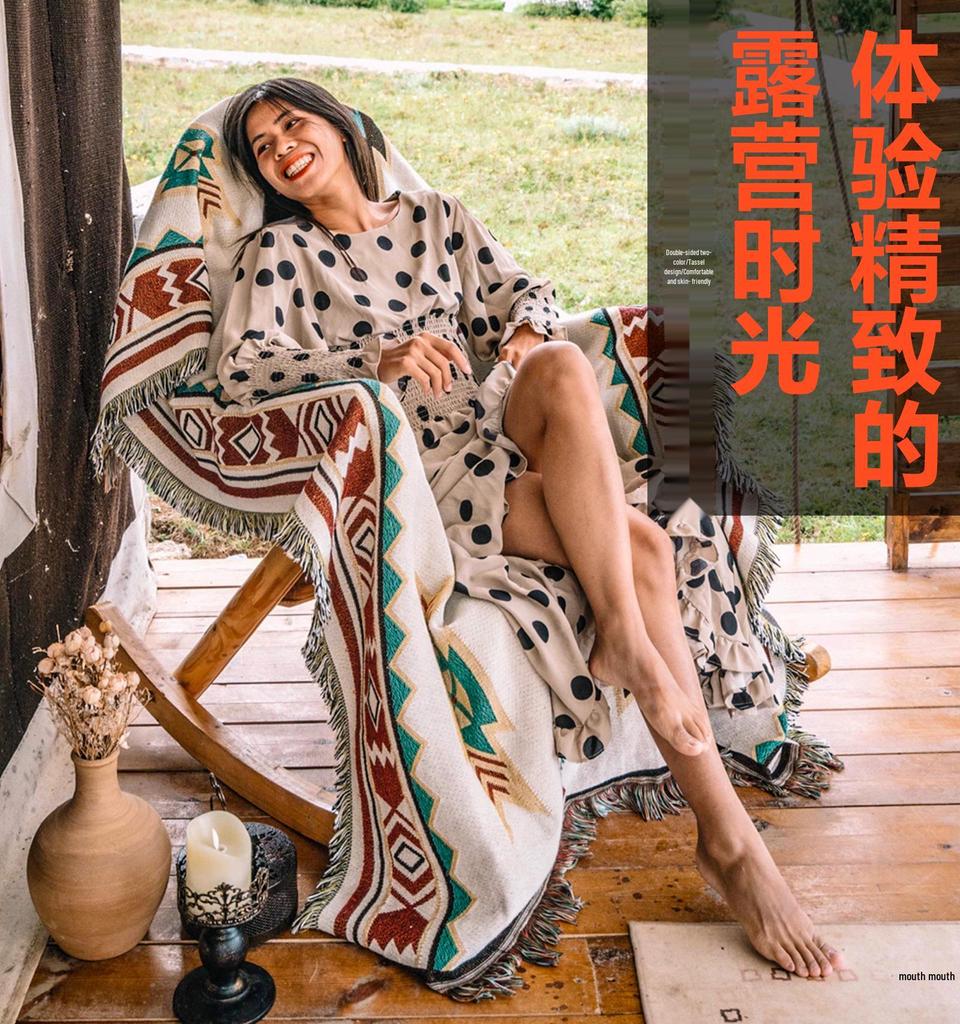 Bohemian Multifunctional Throw: Outdoor Camping, Picnic, & Sofa Blanket in Ins Style
