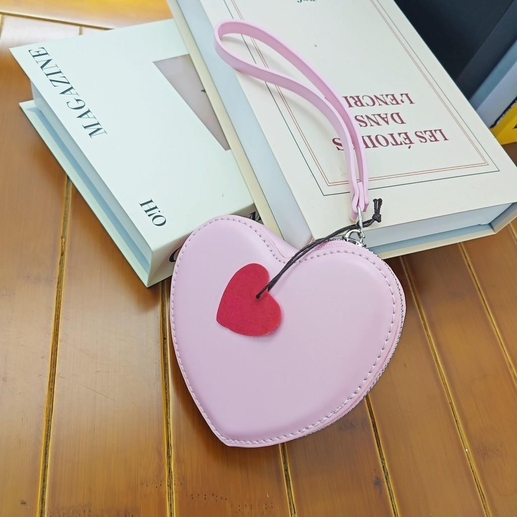 

Cute Wallets For Women Fashion Wallet Card Coin PU Leather Purse With Zipper Girl Holder Lady Heart Shape Kawaii Clutch Bag розовый