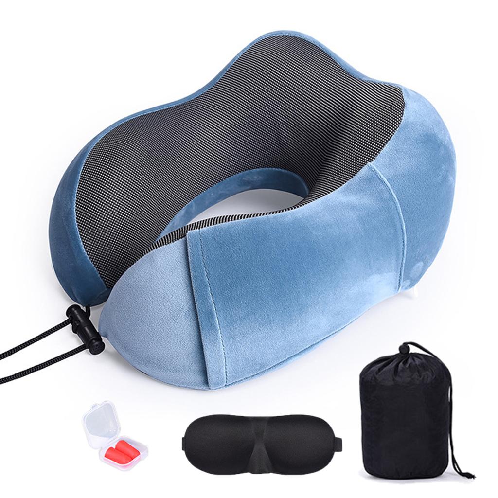 U-Shaped Pillow With Eyemask Earplugs Storage Bag,Travel Memory Foam Neck Pillow,Adjustables Neck Guard Pillow For Home/Travel