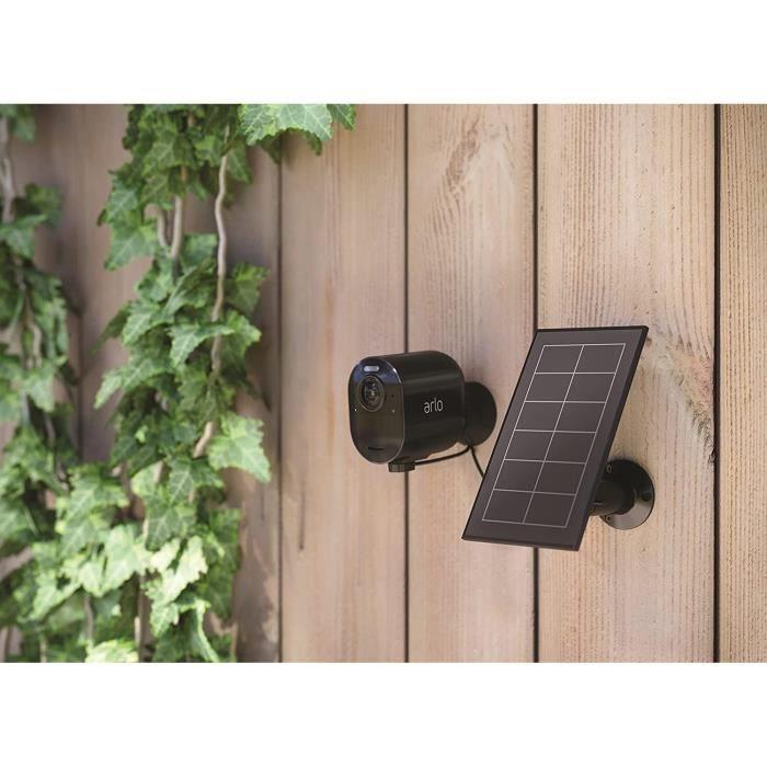 Arlo Panneau Solaire Essential - Accessoire Arlo - Noir - étanche - fixation adapatative - Batteries rechargées en Permanence