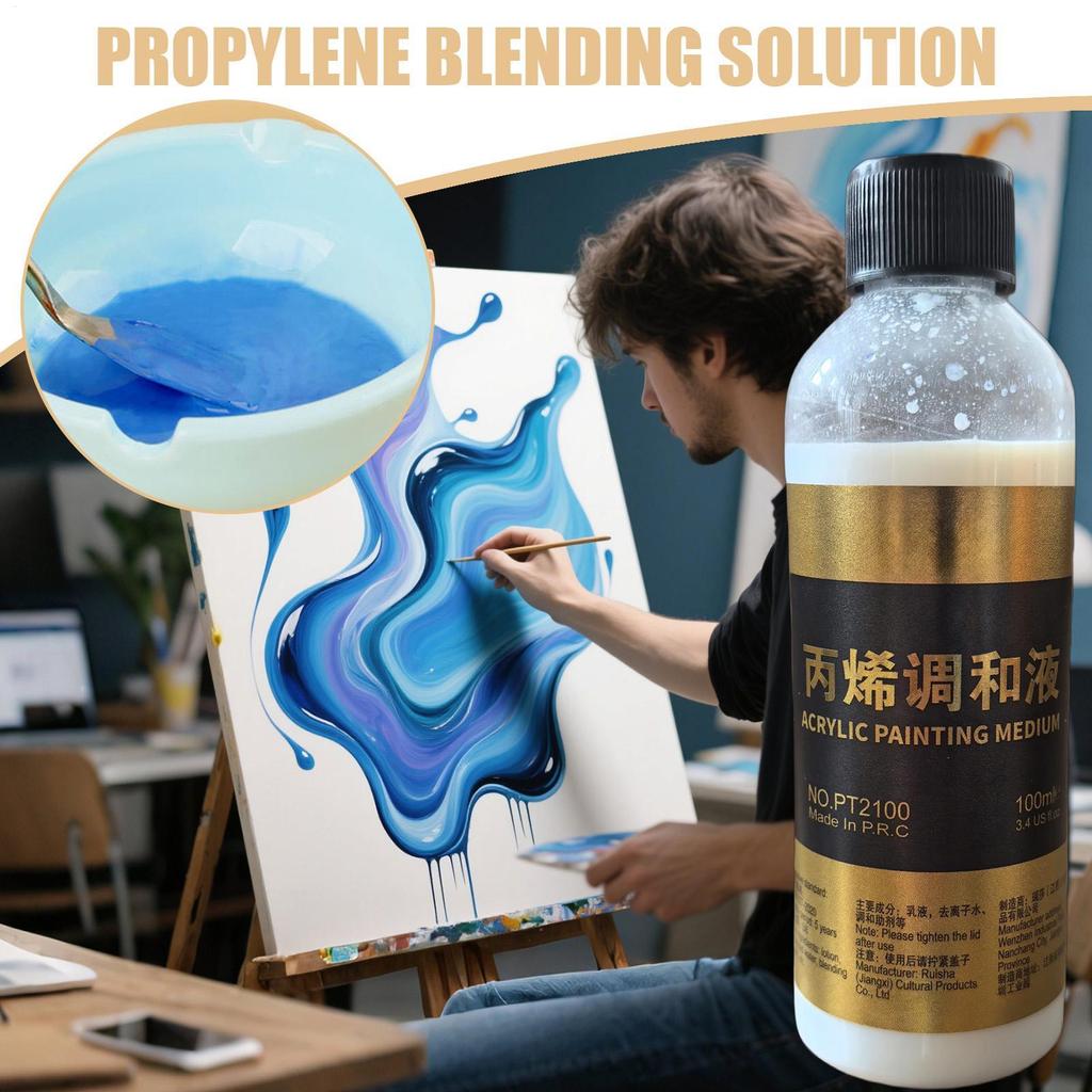 Acrylic Thinner 100ml Acrylic Fluid Medium Liquid Improver for Color Blending Palette Preparation Crafts Projects Miniatures