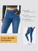 Women's European & American High-Stretch Cross-Waist Skinny Jeans with Pockets, Slimming, Butt-Lifting, Cat Whiskers & Monkey Wash.