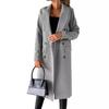 Women's Double-Breasted Long Trench Coat, Classic Fall Winter Overcoat, Elegant Formal Outerwear, Casual Loose Fit, with Belt, 7 Colors