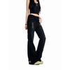 Low waist black slim fit straight rivet jeans American retro autumn pants micro-flared trousers mopping pants cotton