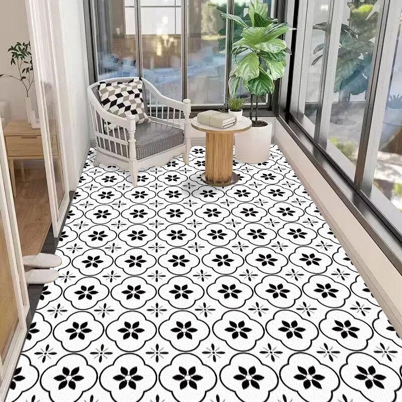 Waterproof and UV-resistant balcony floor mat, full-coverage bay window mat, scrub-friendly entrance carpet, wash-free PVC mat.