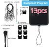Set de 13 dopuri antipraf universale pentru căști Type-C de telefon, Capac antipraf USB-C pentru telefon, Vine cu 6 șnururi și 1 perie de curățare, Kit de îngrijire zilnică pentru telefoane