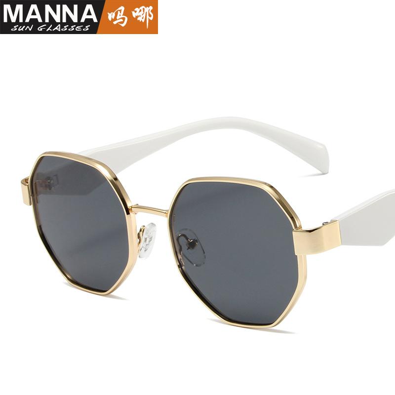 Polygonal Round Frame Large Frame Sunglasses Double Gray Catwalk Street Sunglasses Full Frame Punk Party Unisex Glasses