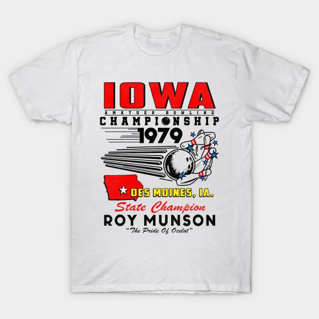 Men Black Print T-shirt Iowa Bowling Championship 1979 - State Champion Roy Munson  Kingpin  Movie No-Cut Transfer Paper Print Cotton Tshirt L белый