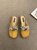 2025 Summer New Late Evening Breeze Gentle Heeless Lazy with Skirt French Bag Head Half Slippers Women's Summer Wear