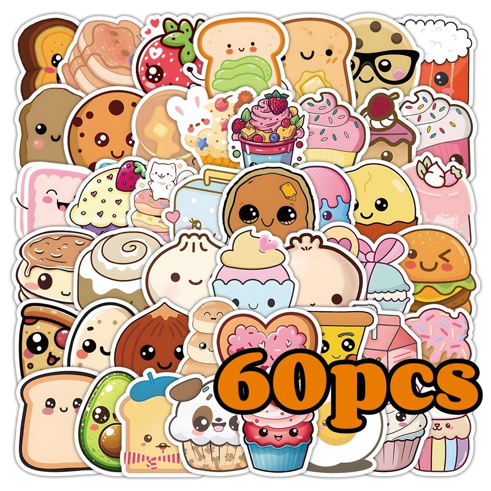 

60pcs Cartoon Food Stickers Cute Graffiti Decoration Stickers for Skateboards Laptops Guitar Waterproof Stickers Party Supplies