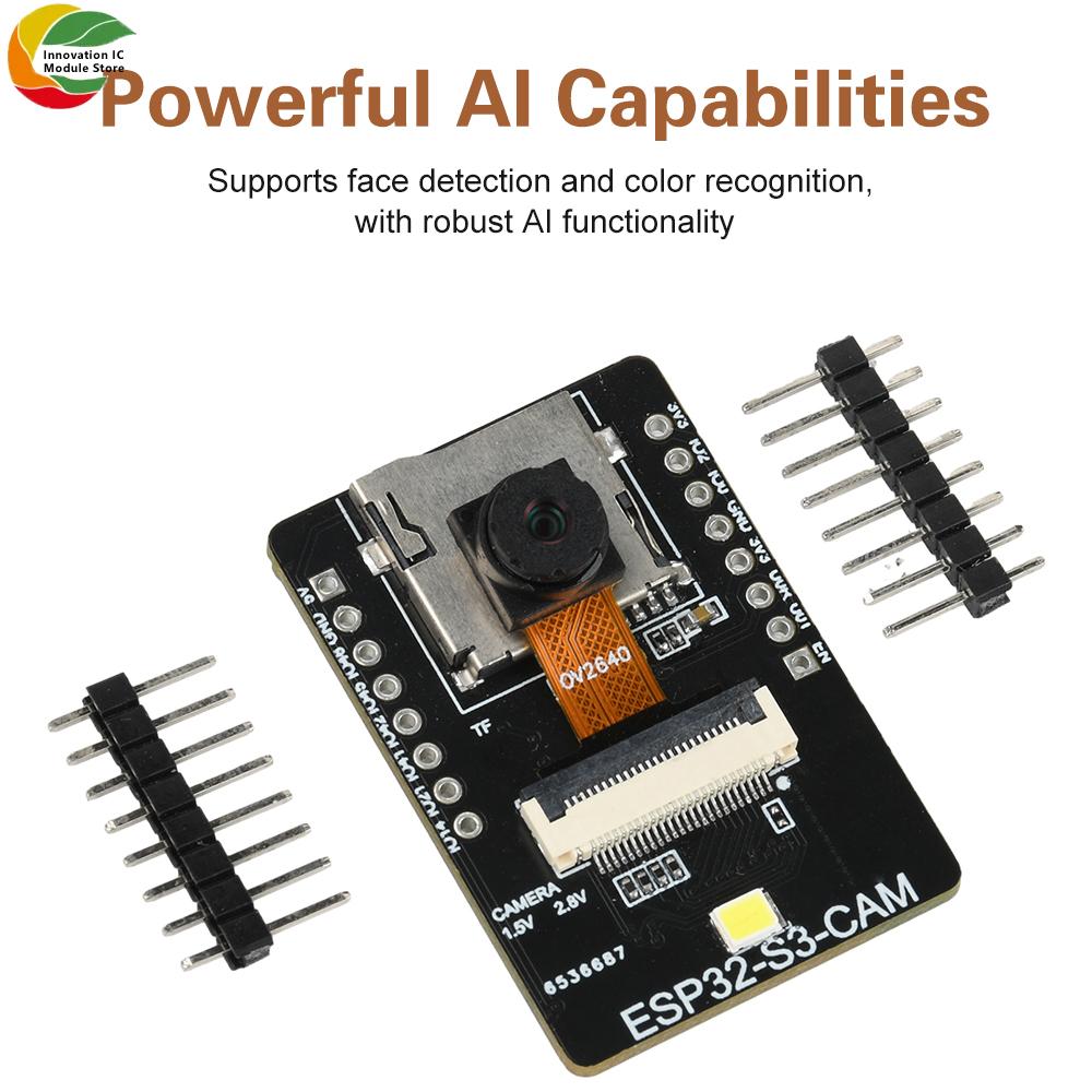 ESP32-S3-CAM AI Vision Module WiFi BT Development Board with Type C for Face Detection and Color Recognition