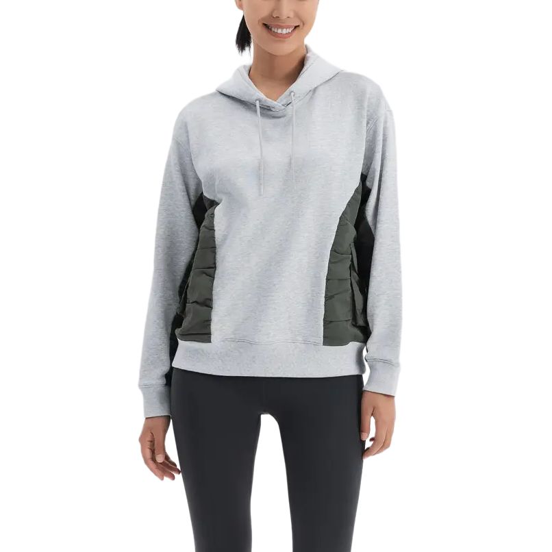 

DECATHLON Soft Warm Paneled Hooded Long Sleeve College Sweatshirt Women s Grey/Khaki Green XL
