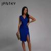 JPNTKY Women's Fashion Summer Spring Solid Color Print Sleeveless V-Neck Casual Dresses