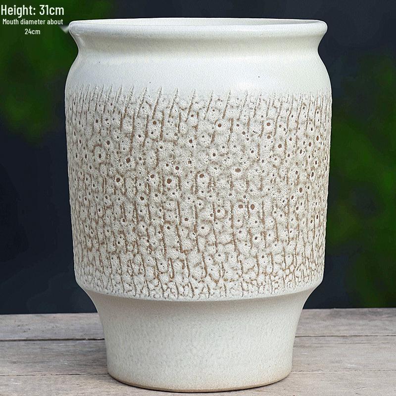 Minimalist Large Coarse Pottery Flower Pot for Succulents and Green Plants