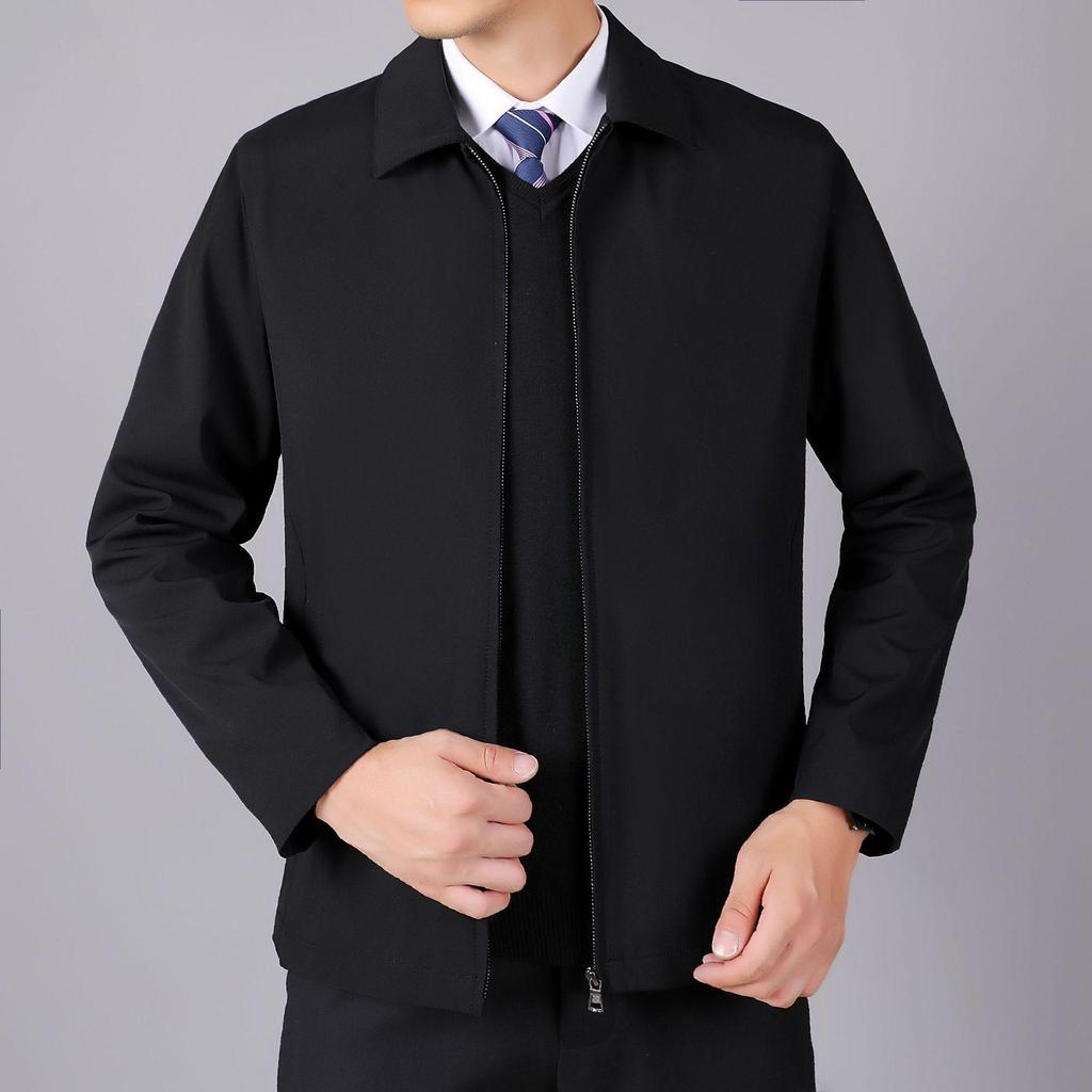 2023 Men's Spring Casual Business Jacket - Middle-Aged Fashion Trend, Turn-Down Collar