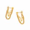 Fenny Jewelry 18K Gold-plated Double Layer Pin Link Cuban Chain Tassel Drop Hoop Stainless Steel Earring for Women