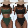 2024 Summer Women's Bikini Triangle Sexy Solid Two Piece Bathing Suit High Waist Bikini Beach Swimsuit for Women
