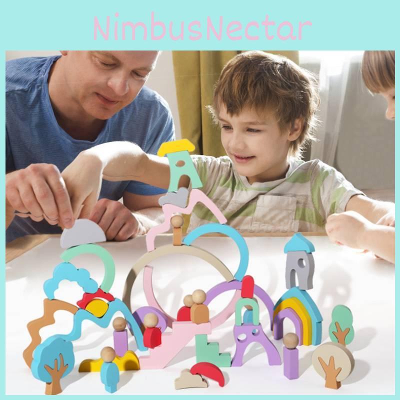 Wooden Creative Rainbow Building Blocks For Early Learning And Kids Educational Toys